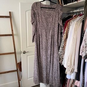 Leopard Midi Square Neck Dress